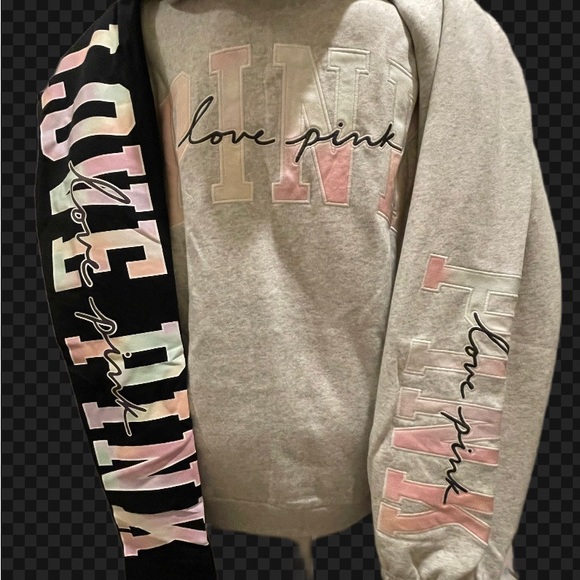 New Victoria’s Secret pink Tie dye 3 PC set sweatshirt sweatpants & tee shirt - Picture 10 of 10